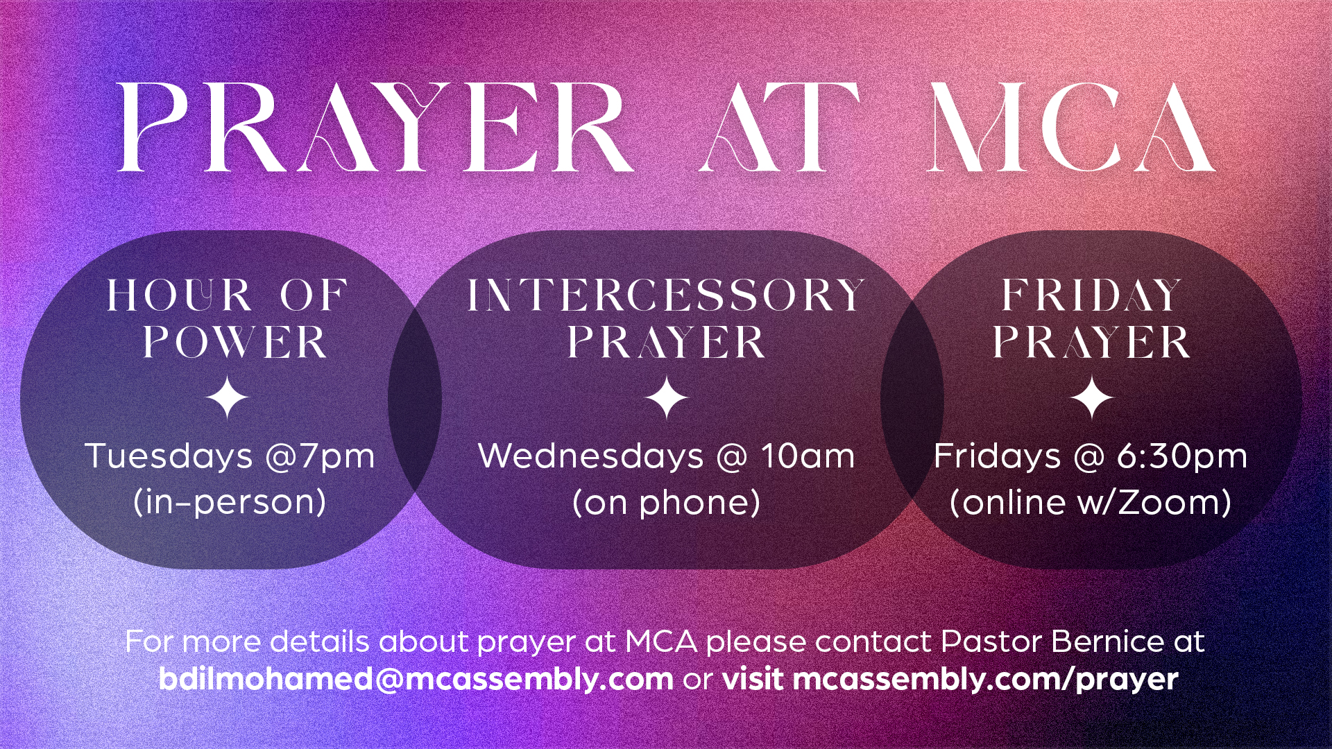 <b>Prayer @ MCA</b>